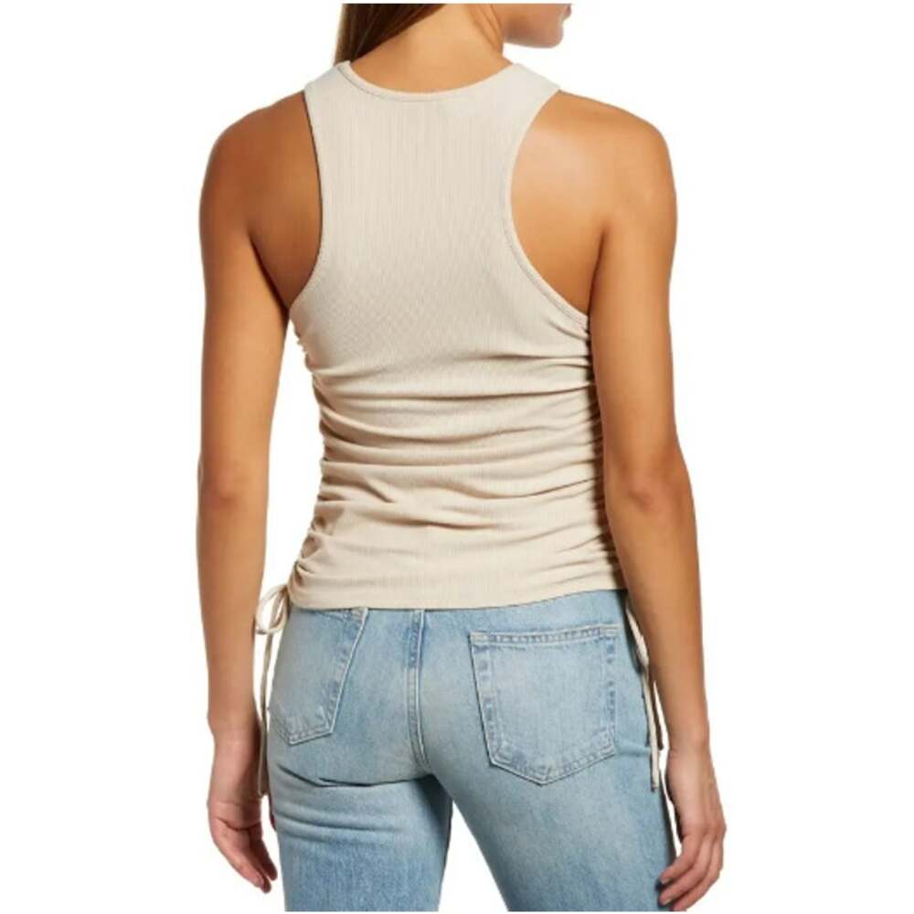 New ~ WAYF ~ Jayce Ruched Racer Tank Top Size L - Picture 2 of 9